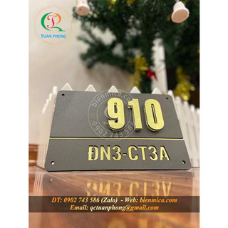Biển Số Nhà 2 Lớp - Mẫu Bảng Số Nhà TP.01 số nổi - Số Phòng Cao Cấp