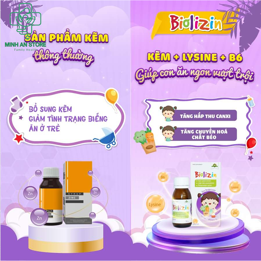 Kẽm Amin Hữu Cơ Biolizin Aplicaps By Clover Bổ Sung Kẽm, Lysine Giúp Bé Ăn Ngon Tự Nhiên,Tăng Sức Đề Kháng, Chai 50ml