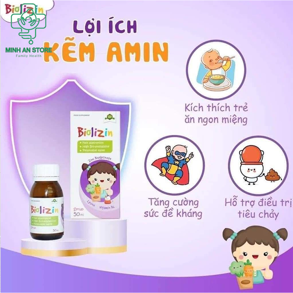 Kẽm Amin Hữu Cơ Biolizin Aplicaps By Clover Bổ Sung Kẽm, Lysine Giúp Bé Ăn Ngon Tự Nhiên,Tăng Sức Đề Kháng, Chai 50ml
