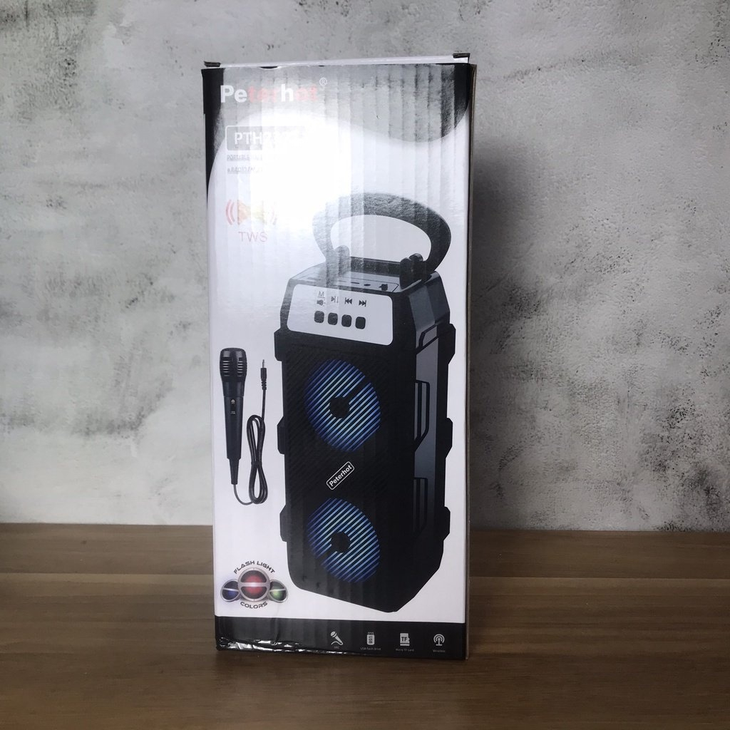 Loa karaoke bluetooth PTH 2322/2311 phiên bản cao cấp 2023,loa không dây tặng kèm mic hát âm thanh đỉnh cao cùng đèn led