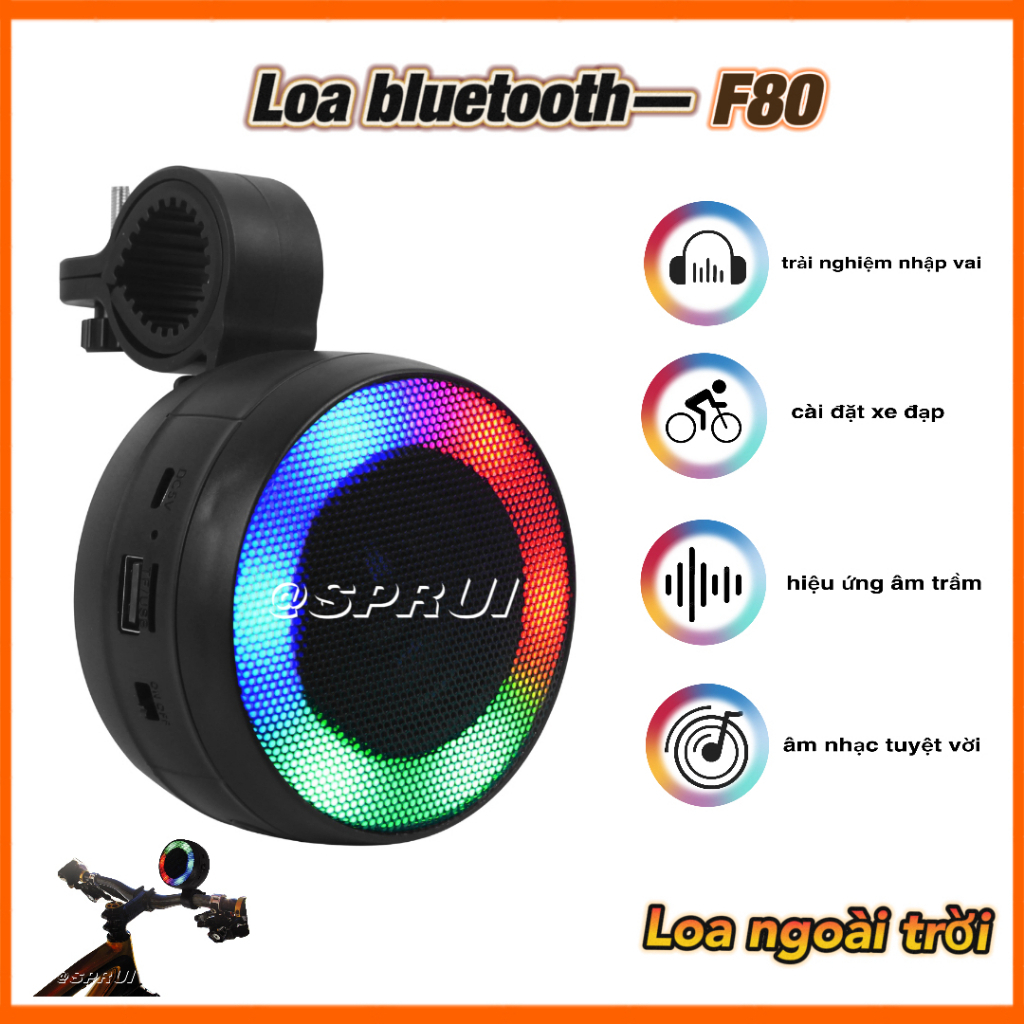 Loa bluetooth mini F80 thiết kế treo xe tiện lợi,loa không dây âm thanh lớn không rè pin trâu cùng đèn led độc đáo