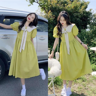 Váy bầu, đầm bầu thiết kế xanh non dáng xòe cổ cách điệu siêu xinh