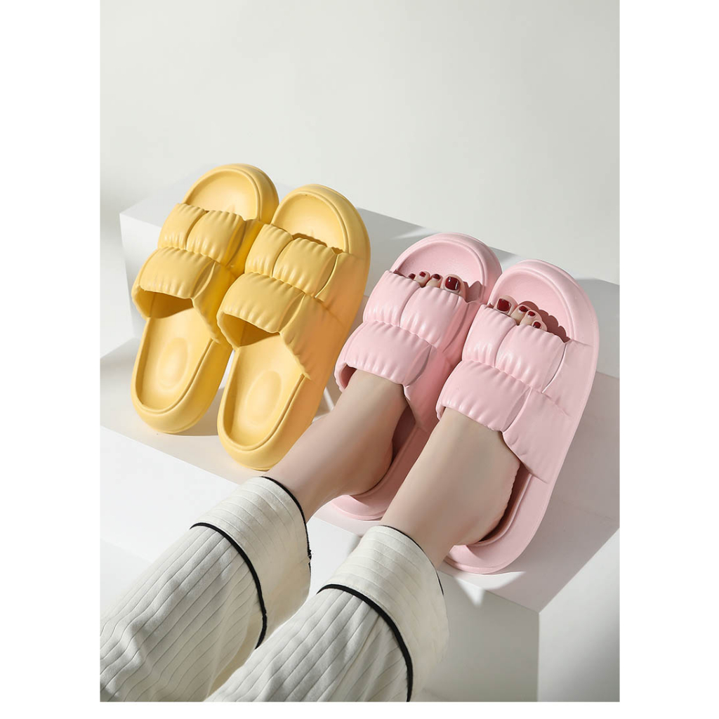 Dép ulzzang bánh mì siêu nhẹ nam nữ chống thấm nước thiết kế đơn giản vintage hot trend 2023 - Trắng, Hồng