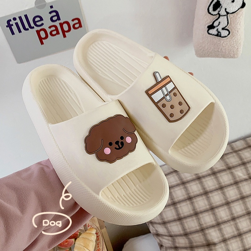 Dép ulzzang đế bánh mì siêu dễ thương hot trend cho nữ 2023 - Trắng, Xanh, Vàng