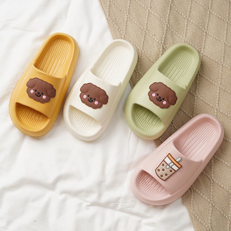 Dép ulzzang đế bánh mì siêu dễ thương hot trend cho nữ 2023 - Trắng, Xanh, Vàng
