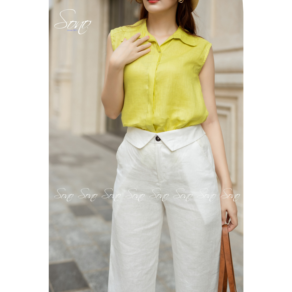 Sono - Áo Sơ Mi Chất Liệu Linen Sát Nách Công Sở Trẻ Trung