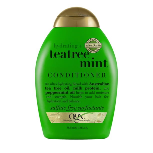 Dầu gội và xả dưỡng ẩm siêu mượt OGX Hydrating + Tea Tree Mint