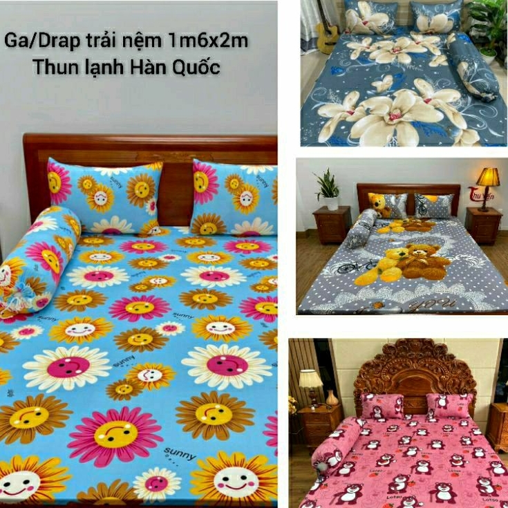 Ga/Drap trải nệm 1m6x2m thun Hàn QUốc Cao Cấp(không kèm áo gối),nằm mát.không nhăn