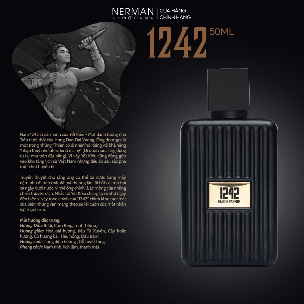 Nước hoa nam Nerman 4000 chính hãng, Hương thơm mạnh mẽ lôi cuốn, lưu hương tới 8h-10h dung tích 50ml/chai nhập khẩu