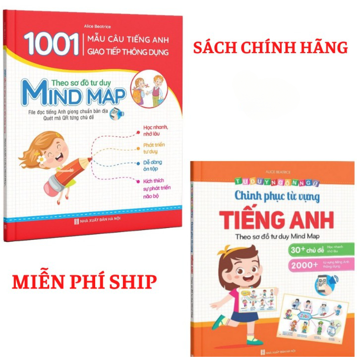 Sách - Combo Chinh Phục Từ Vựng Tiếng Anh - 1001 Mẫu Câu Tiếng Anh Giao Tiếp Thông Dụng - Sơ Đồ Tư Duy Mind Map (2 cuốn)