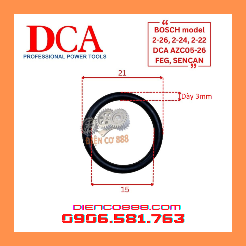 (Combo 5 cái) sin - roăng piston khoan bê tông BOSCH 2-26, 2-24 và DCA AZC05-26 (O-Ring 15X3 MM, 1616B00086)