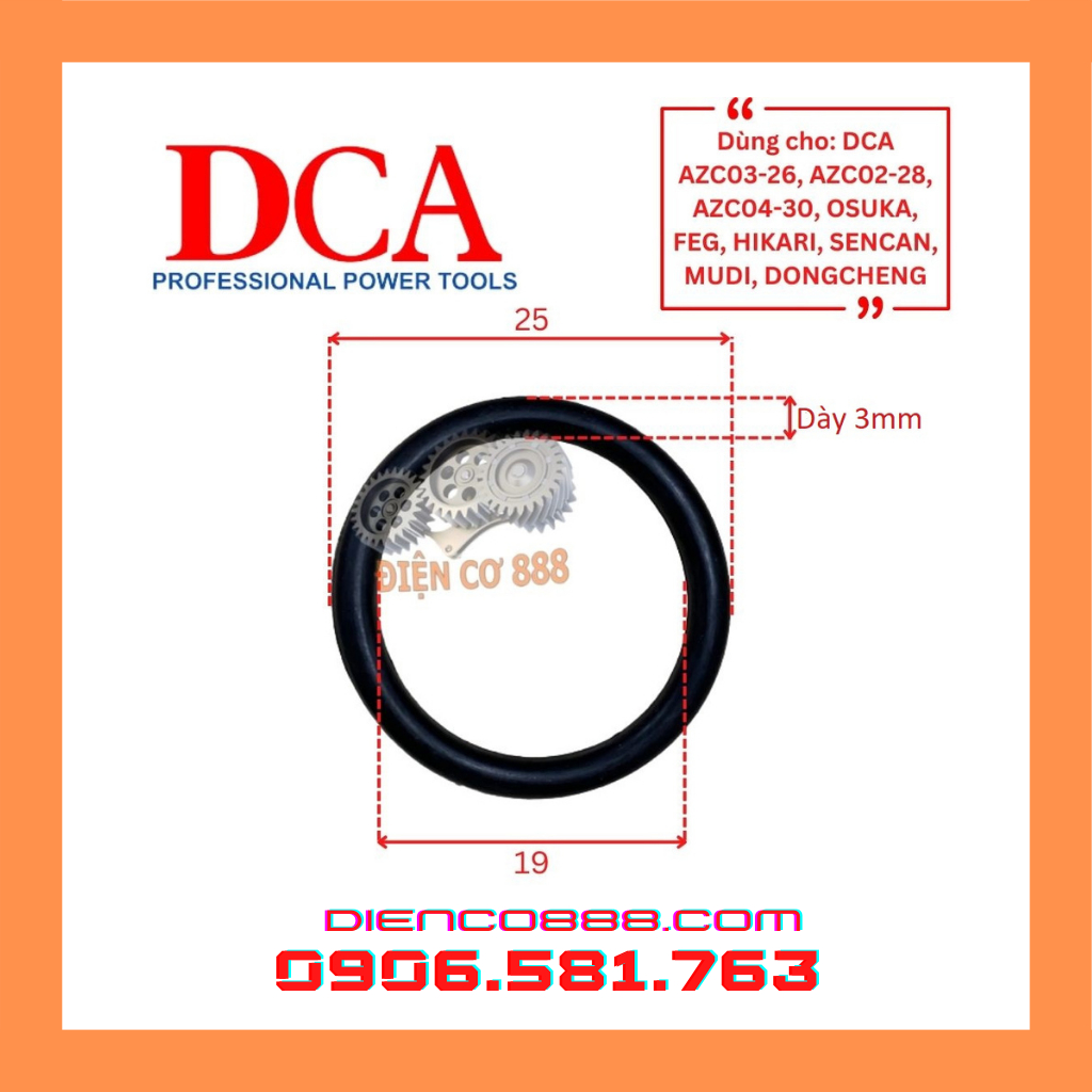 (Combo 5 cái) sin - roăng hơi khoan đục DCA 03-26, 02-28. 04-30 loại piston 25 (O-Ring 19X2 MM)