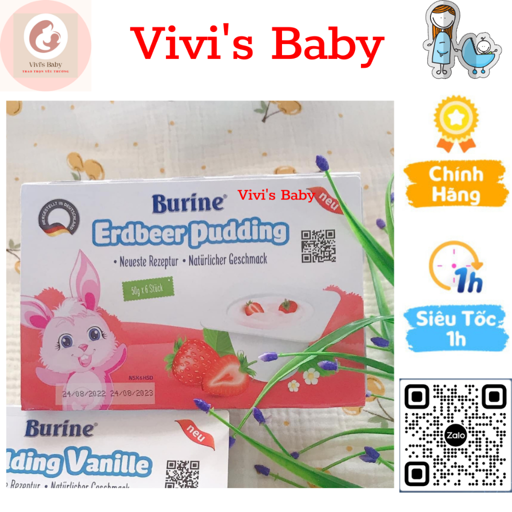 Cháo sữa Burine HiPP ăn dặm Pudding Dâu cung cấp Vitamin, Dưỡng Chất, Bổ Sung Năng Lượng Date 04/2024 - Thu Vỏ Giấy