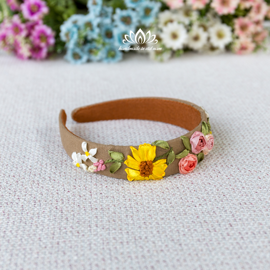 Băng đô thêu hoa ruy băng,cài tóc , món quà độc đáo