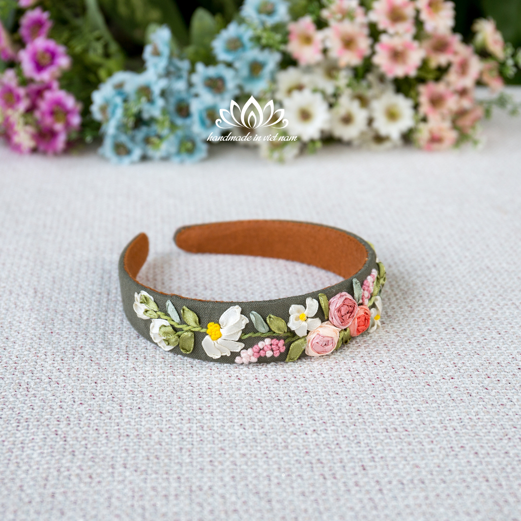 Băng đô thêu hoa ruy băng,cài tóc , món quà độc đáo
