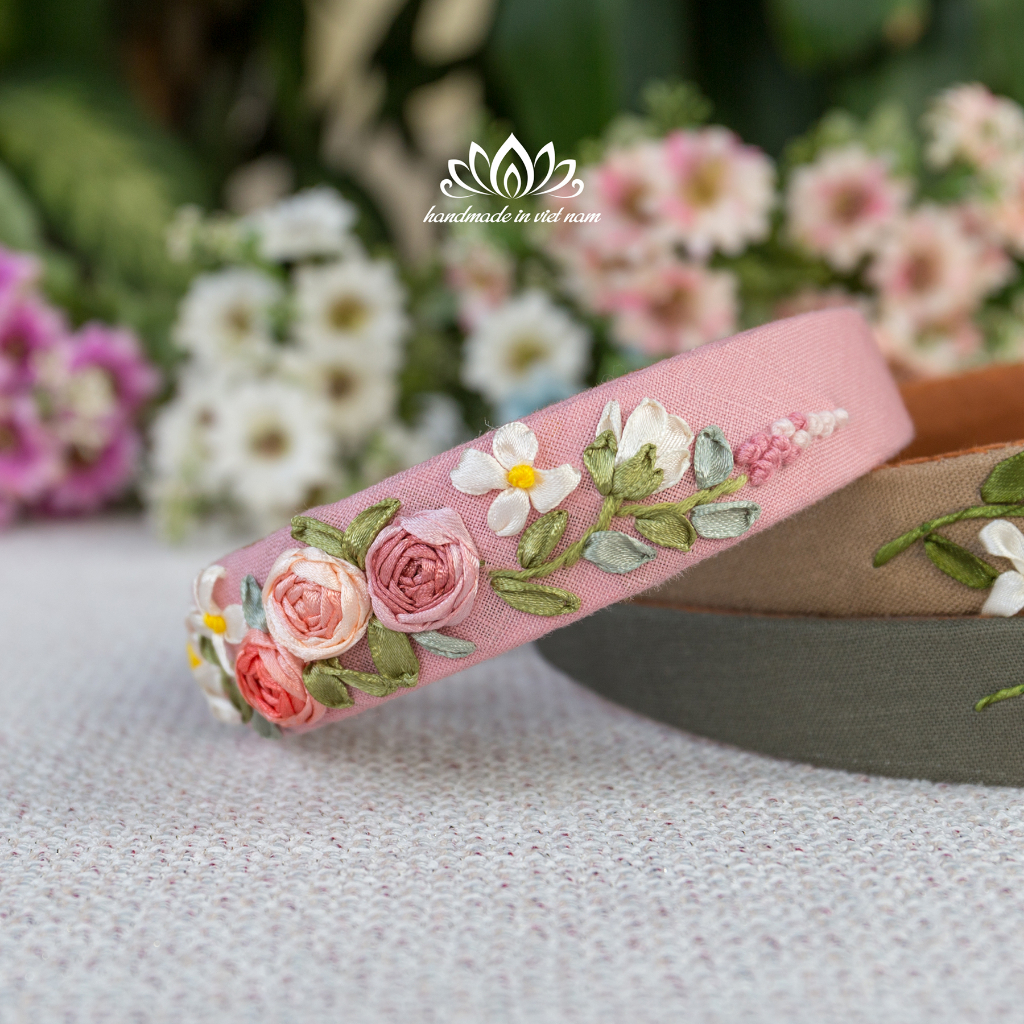 Băng đô thêu hoa ruy băng,cài tóc , món quà độc đáo