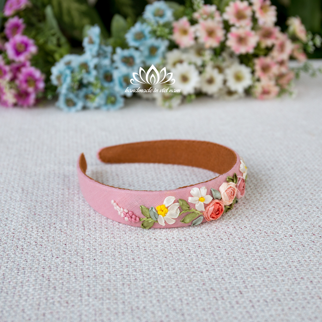 Băng đô thêu hoa ruy băng,cài tóc , món quà độc đáo