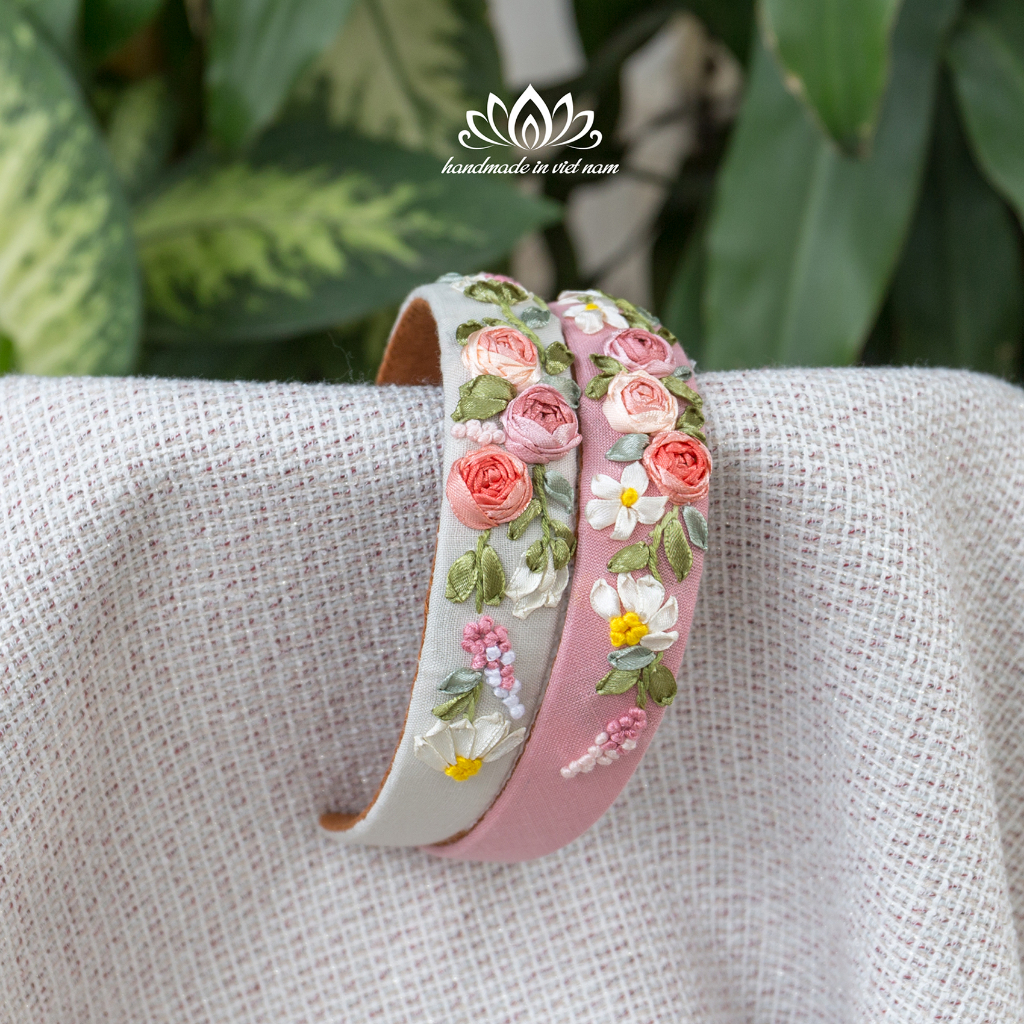 Băng đô thêu hoa ruy băng,cài tóc , món quà độc đáo