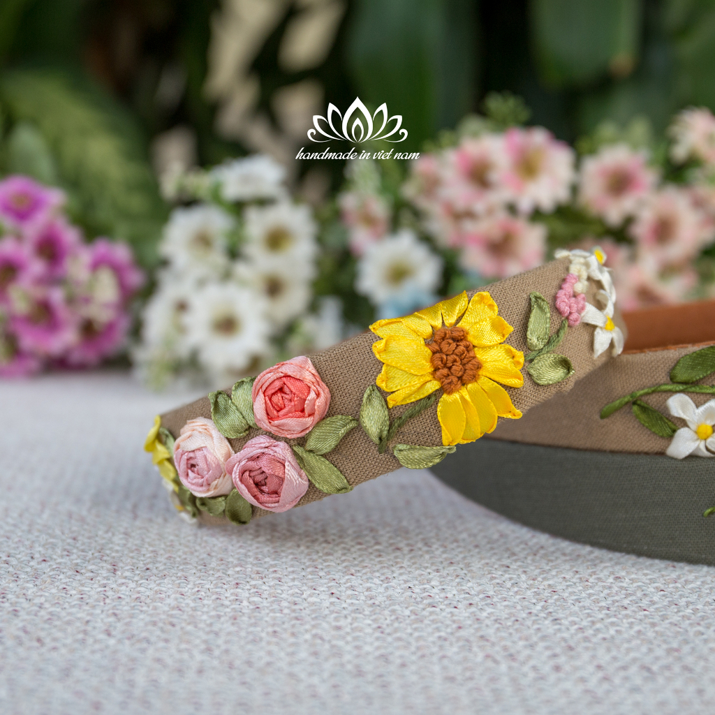 Băng đô thêu hoa ruy băng,cài tóc , món quà độc đáo
