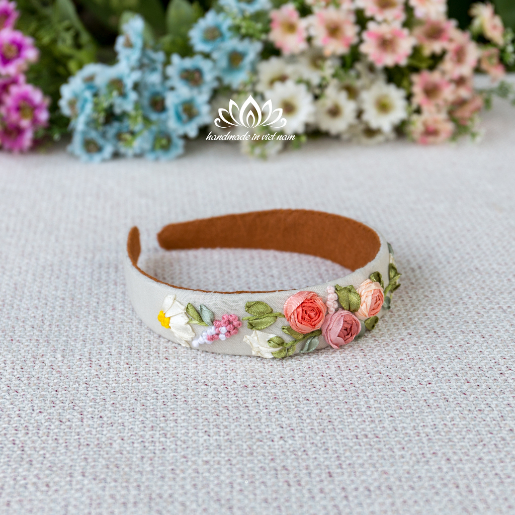 Băng đô thêu hoa ruy băng,cài tóc , món quà độc đáo