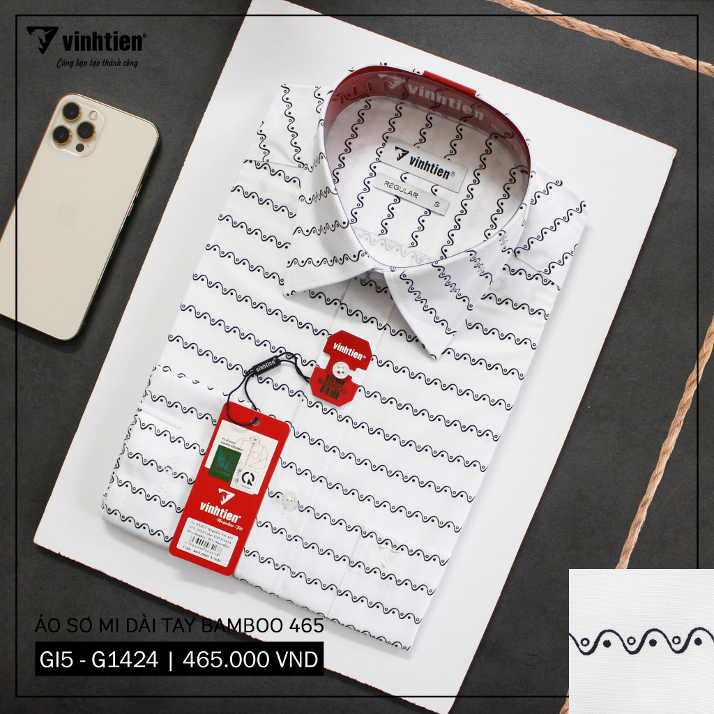 Áo Sơ Mi Dài Tay Họa Tiết Bamboo Regular Fit 465 Vĩnh Tiến - Nhiều Màu