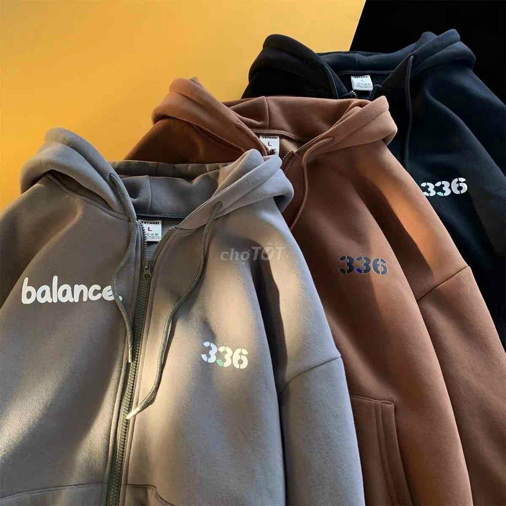 Áo Hoodie Zip Nỉ Ngoại balance - Áo Khoác Nỉ dây kéo nam nữ