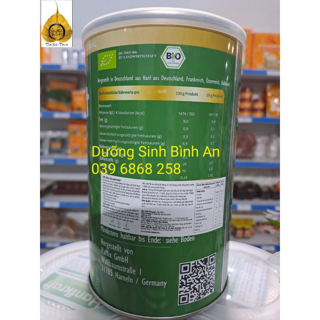 Bột Gai Dầu Hanfkraft - Hủ 400g