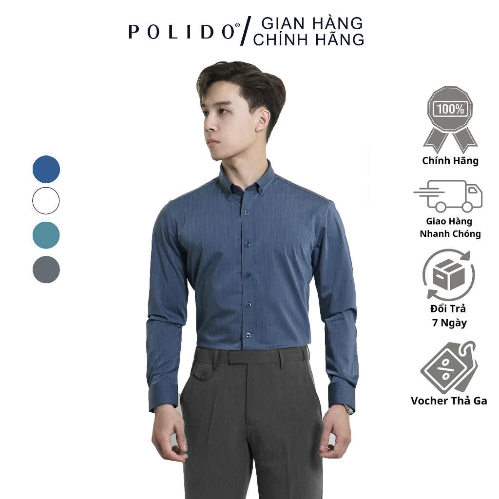 Áo Sơ Mi Nam Dài Tay Bamboo Polido Họa Tiết Kẻ Mềm Mịn Thoáng Mát Thời Trang Nam Công Sở Lịch Lãm Hiện Đại Phong Cách