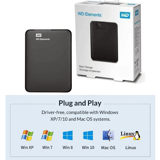 BOX 2.5 USB 3.0 WD ELEMENTS, HỘP ĐỰNG Ổ CỨNG - BẢO HÀNH 1 THÁNG