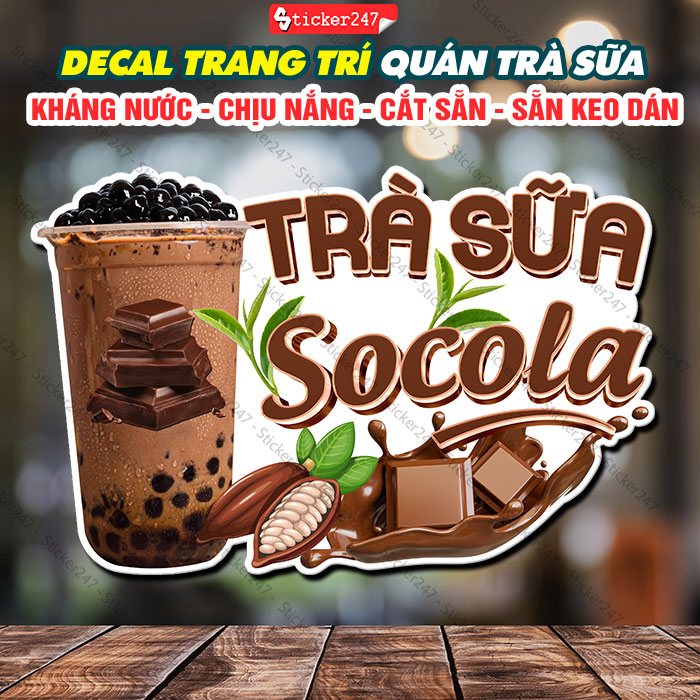 Tranh Dán Tường Trà Sữa Socola 🌈 Hình Dán Decor Trang Trí Quán Trà Sữa, Quán Nước - Decal Dán Tường Chống Nước