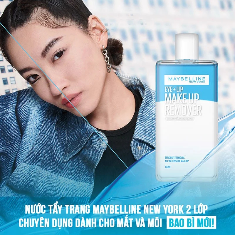 Nước Tẩy Trang Mắt và Môi Chuyên Dụng 2 lớp Maybelline New York Eye & Lip Makeup Remover 150ml