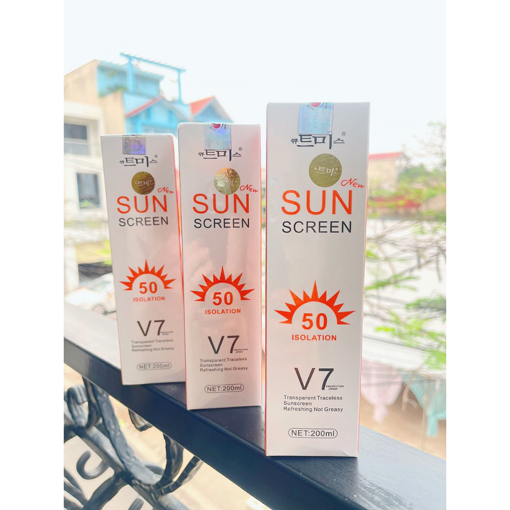 Xịt chống nắng trắng da Sun Screen V7 nâng tone chống nước không bết dính kem chống nắng mặt body SPF50+