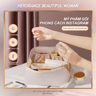 Túi đựng mỹ phẩm du lịch nhiều ngăn da PU chống thấm nước - Túi đựng đồ skincare, mỹ phẩm, đồ trang điểm du lịch đa năng