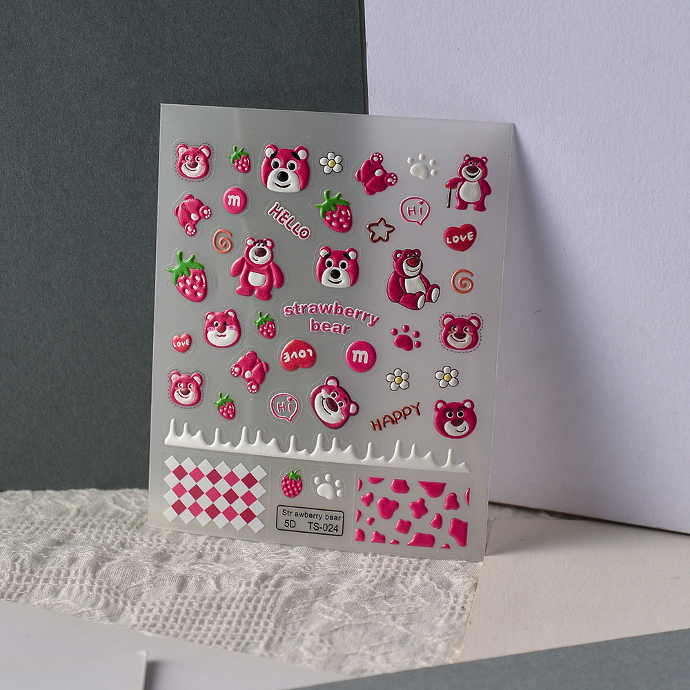 Sticker nổi 3D gấu dâu HOT trend 2023 - Mã TS024