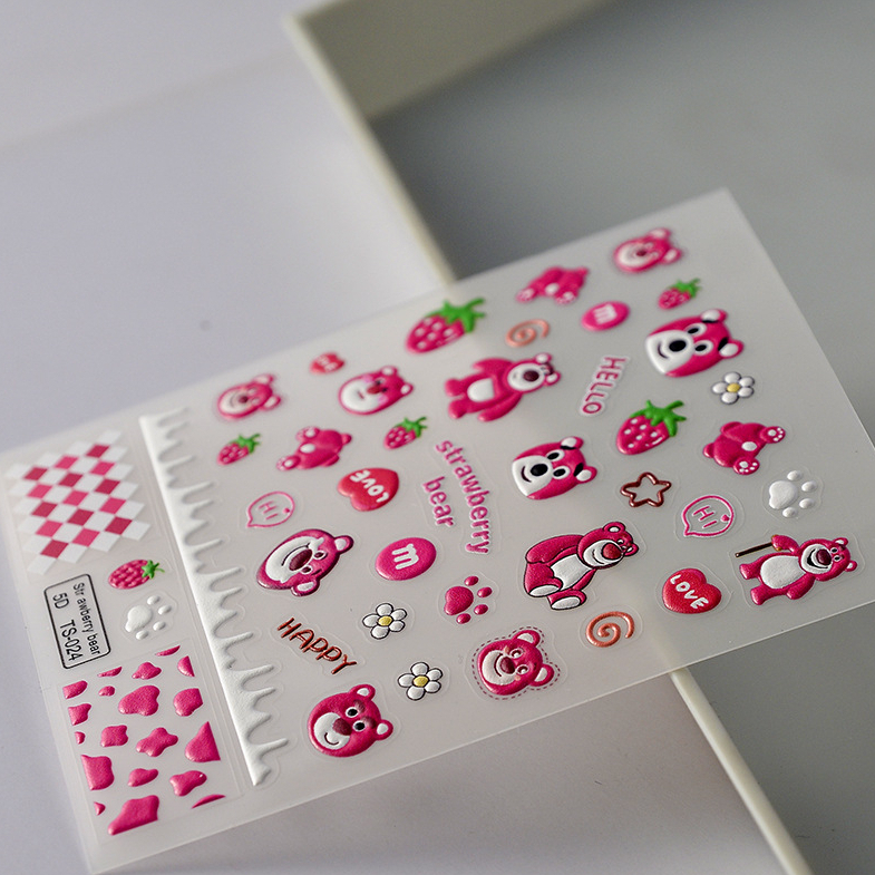 Sticker nổi 3D gấu dâu HOT trend 2023 - Mã TS024