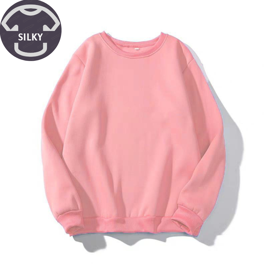 Áo Sweater Unisex Nỉ Mỏng Tay Dài Nam Nữ Siky Mẫu Trơn Phong Cách Tối Giản Hàn Quốc SLK104