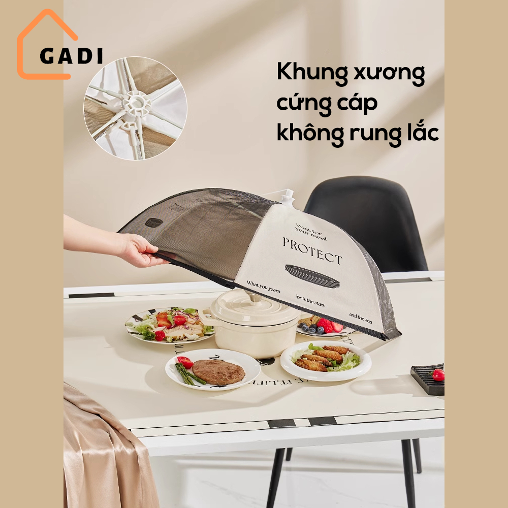 Lồng bàn gấp gọn đậy thức ăn, chất liệu vải polyester bền chắc kích thước 70cm