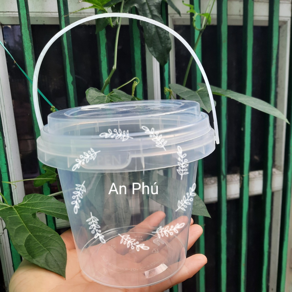 SỈ Xô nhựa xô trà sữa mini có quai xách đựng trà sữa trái cây dầm milo 700ml 1000ml