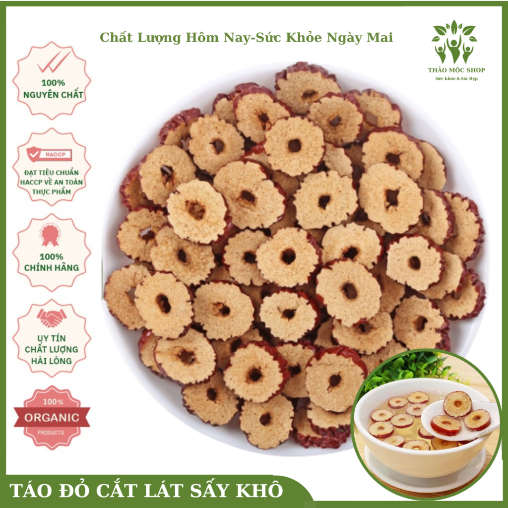 Táo Đỏ Cắt Lát Sấy Khô 100gr Đều Và Đẹp,Nấu Chè, Pha Trà Tốt Cho Sức Khỏe