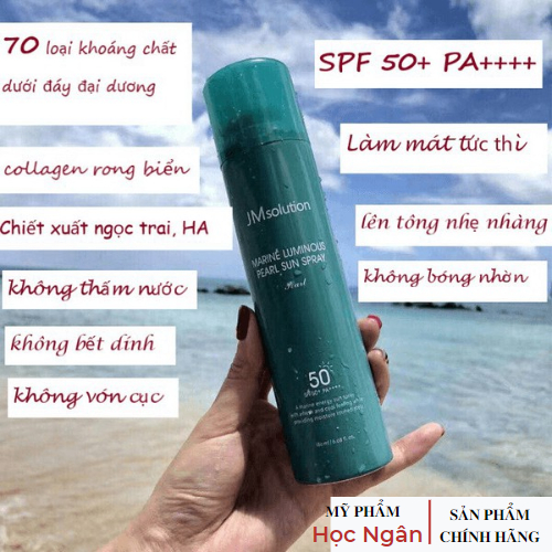 Xịt Chống Nắng JM SOLUTION Luminous Sun Spray 180ml SPF 50+ PA++++ Myphamhocngan1 Cấp nước, dưỡng ẩm, không nhờn rít