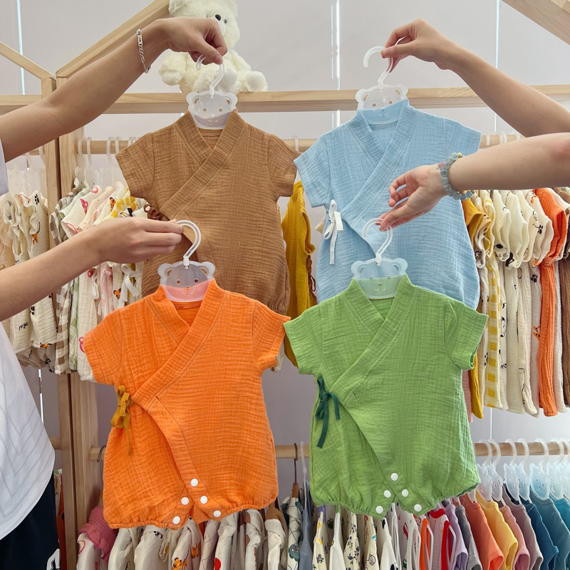 2023. Bộ kimono muslin sợi tre cho bé