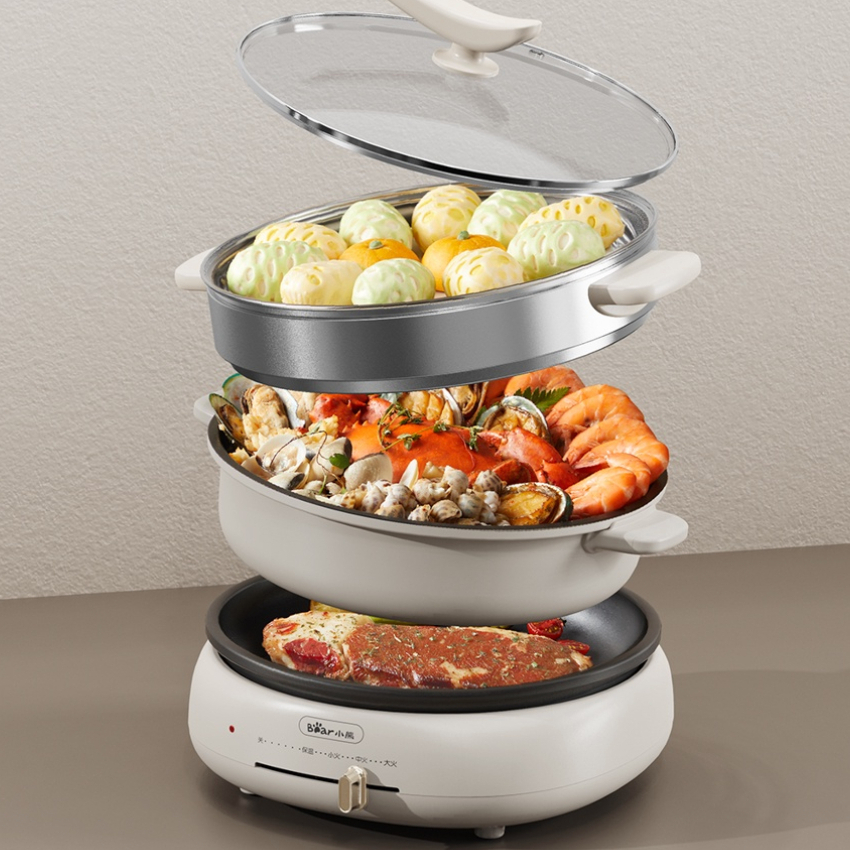 Bộ Nồi Lẩu Nướng Bear 3 khay 3in1 DHG-C40W2 - Bảo Hành Chính Hãng