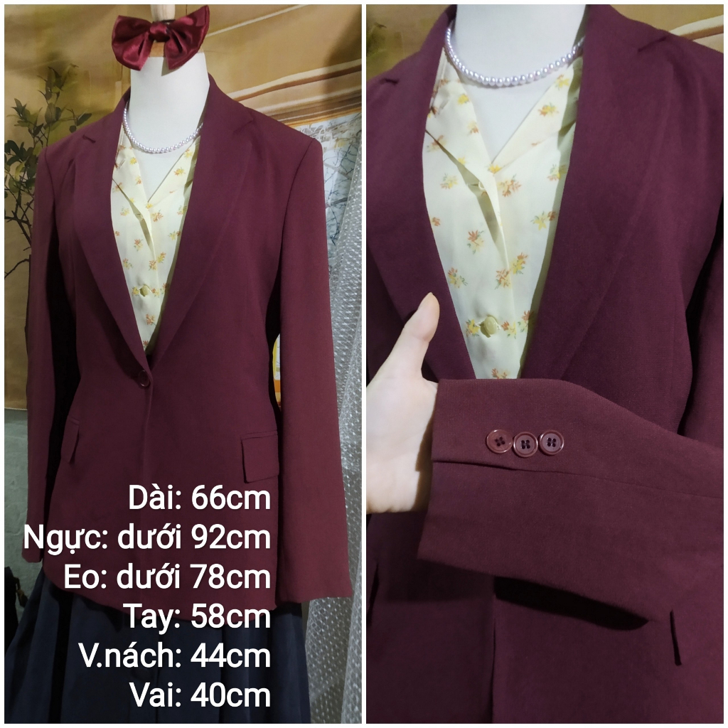 |2hand|  Áo khoác vest/ blazer dáng dài korea eufemmes siêu đẹp