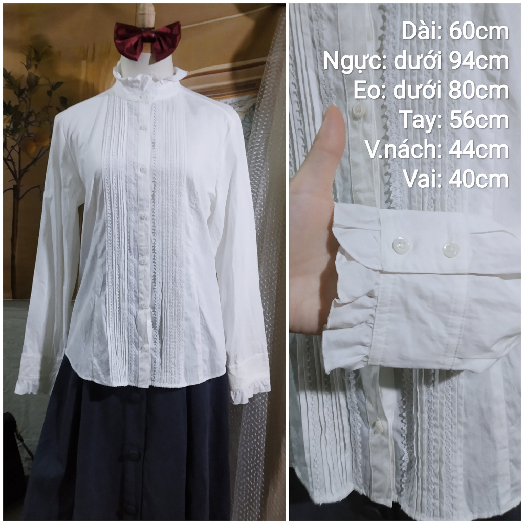 |2hand| Set khoác gile + áo sơ mi blouse nhật phong cách cổ điển/ Dark Academia