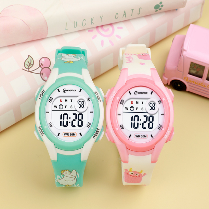 Đồng hồ cho bé gái Mingrui quai nhận vật hoạt hình chống nước Mig016- Tặng kèm Pin và Hộp