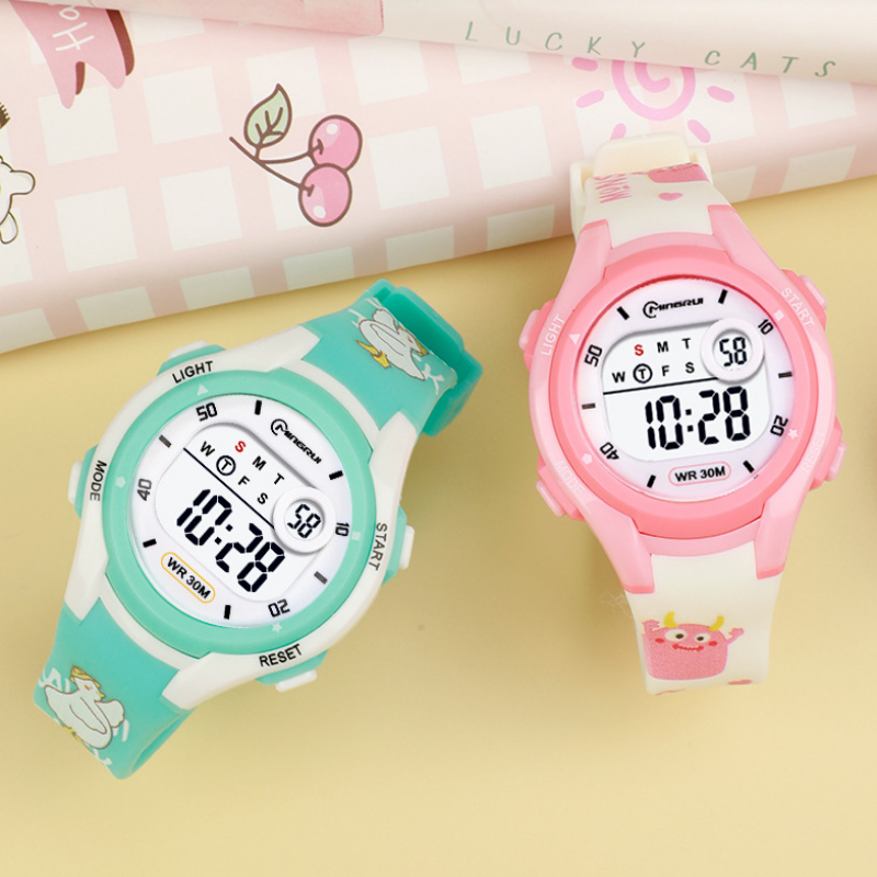 Đồng hồ cho bé gái Mingrui quai nhận vật hoạt hình chống nước Mig016- Tặng kèm Pin và Hộp