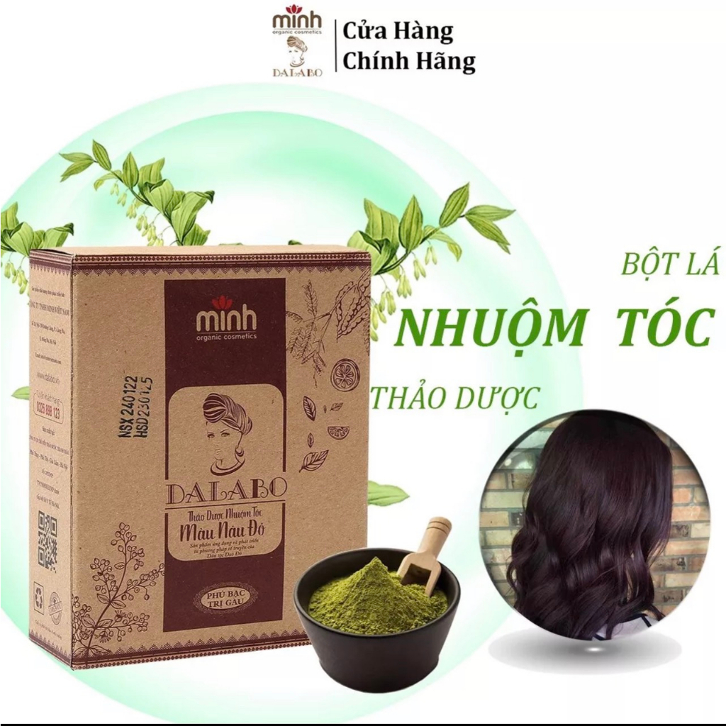 BỘT NHUỘM TÓC BẰNG LÁ CÂY DALABO PHỦ BẠC  100% THẢO DƯỢC AN TOÀN VÀ HIỆU QUẢ (HỘP 3 GÓI)