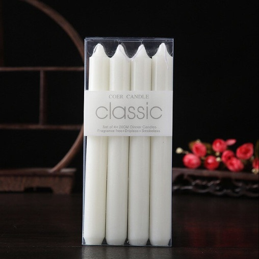 Set 1 Hộp 4 Cây Nến Taper CLASSIC Trắng – 25cm An Toàn