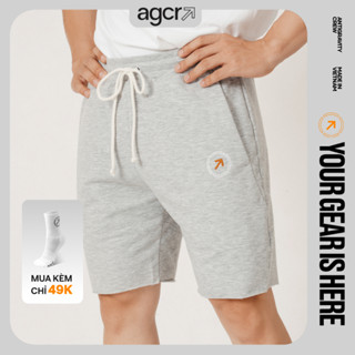 Quần đùi thể thao nam AGCR quần shorts dây rút có túi cotton ngang gối thêu icon ESSENTIAL SHORTS 02
