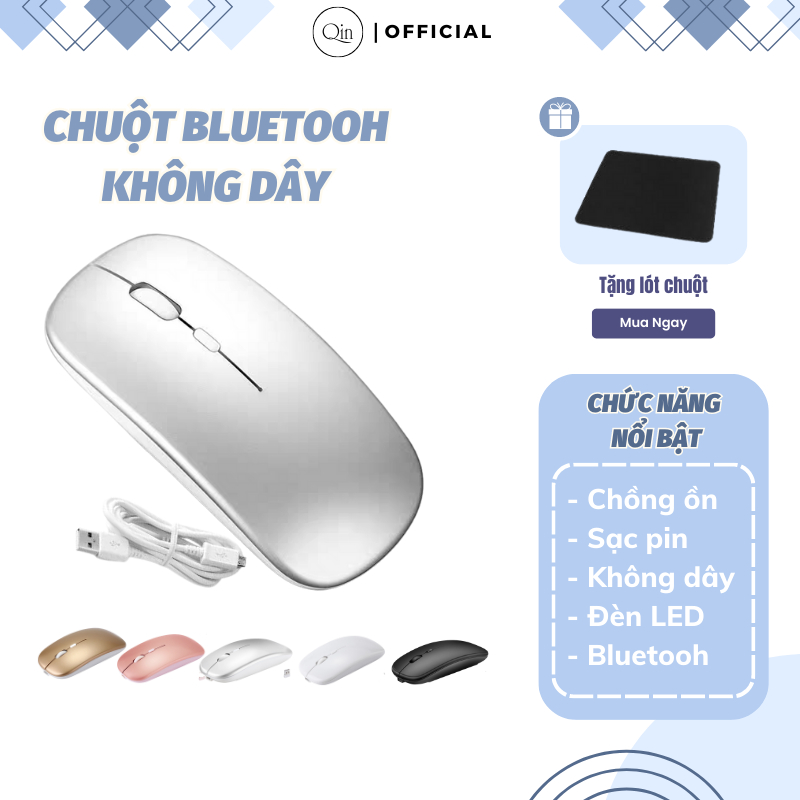 Chuột Không Dây Qin Chuột Máy Tính Cực Bền Nhiều Màu